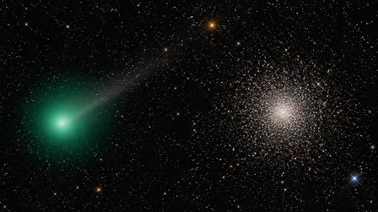 Comet Tempel 2 Sweeps Past Globular Cluster M30 in Stunning Celestial Encounter