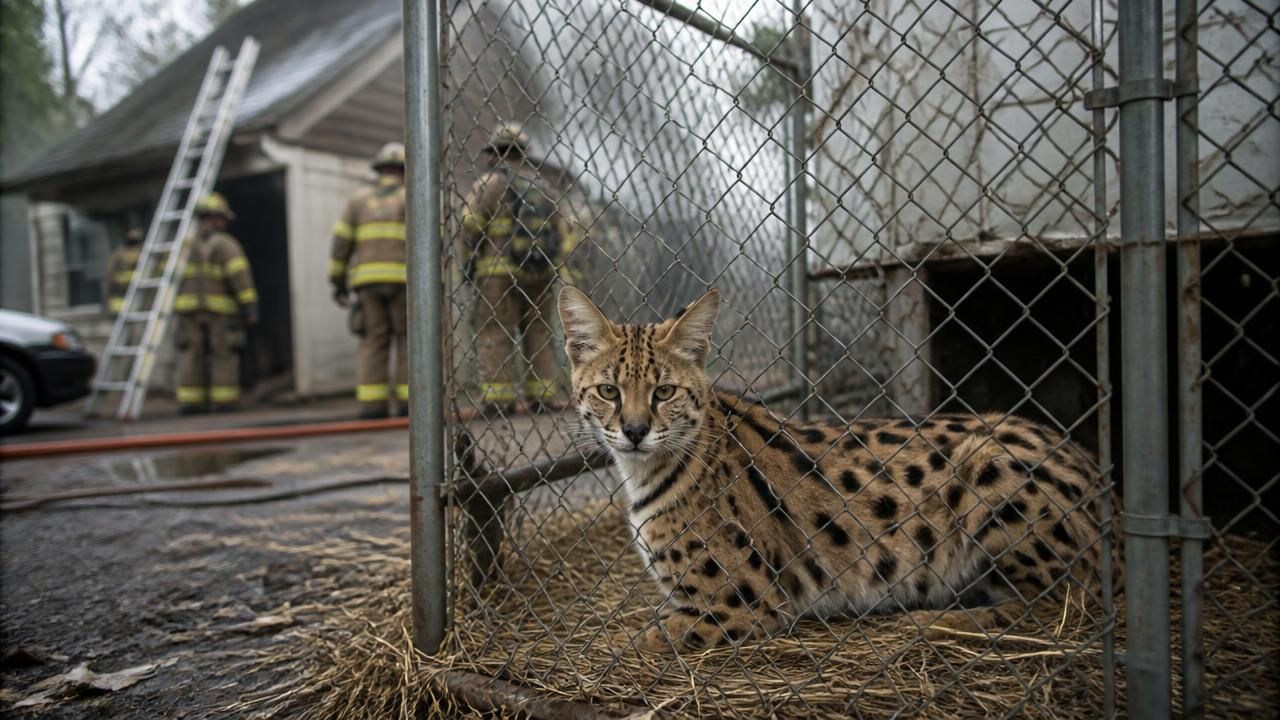 Louisiana Firefighters Find Illegal African Serval While Battling House Fire