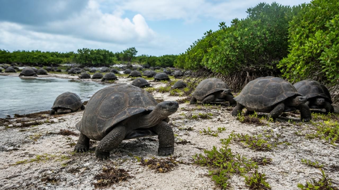 Survey finds 180,000 giant tortoises on Seychelles atoll, a record for the once-endangered species
